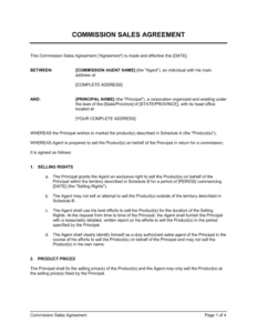 Commission Agreement Templates Find Word Templates