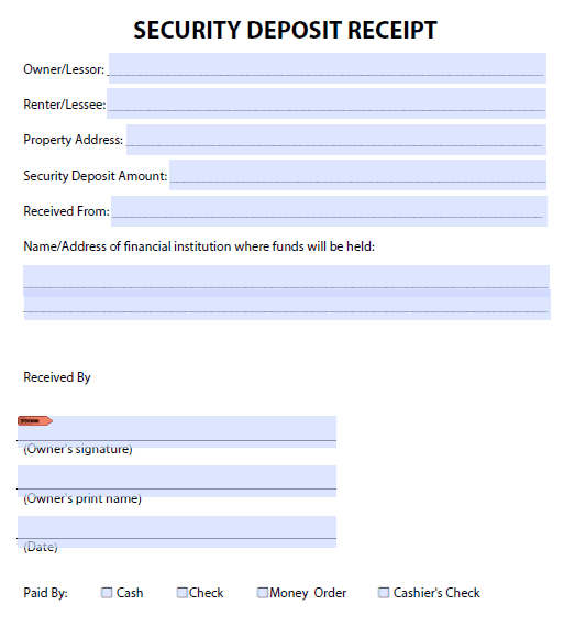 Security Deposit Receipt Templates Find Word Templates