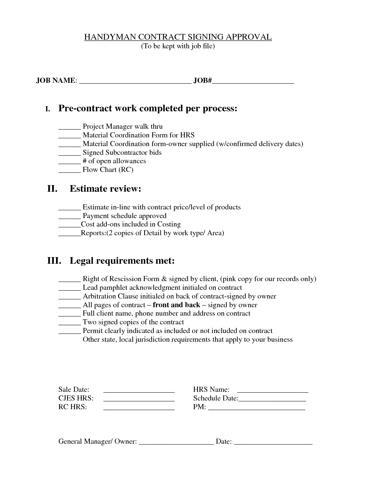 Handyman Contract Templates Find Word Templates