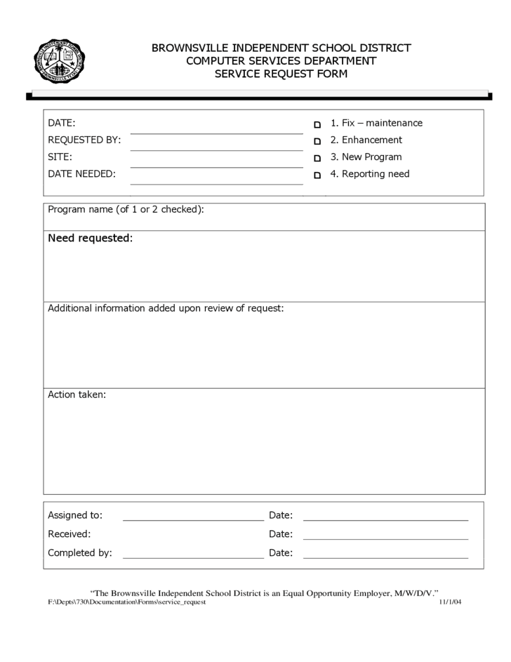 Service Request Form Templates Find Word Templates