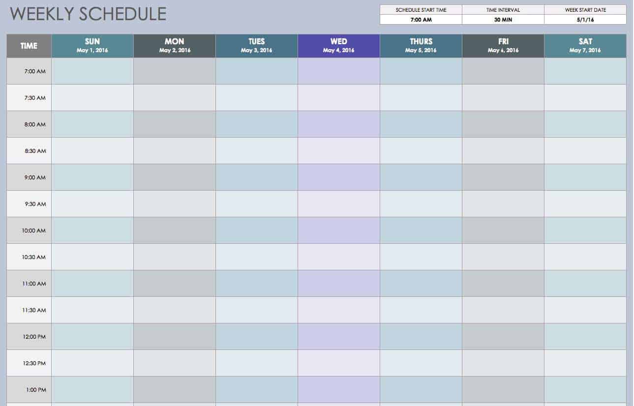 Weekly Schedule Templates - Find Word Templates