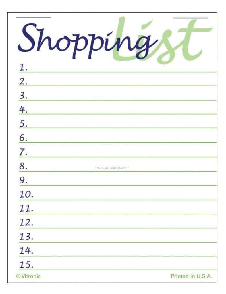 shopping list templates