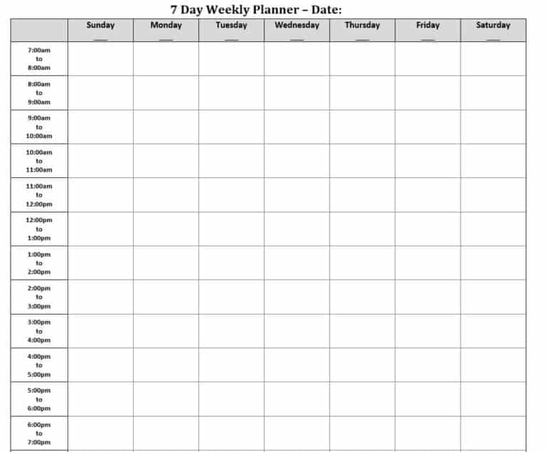 Best Weekly Planner Templates Word Excel Pdf Word Excel Fomats