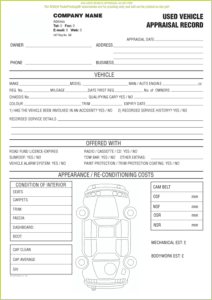 Car Appraisal Forms - Word Excel Fomats