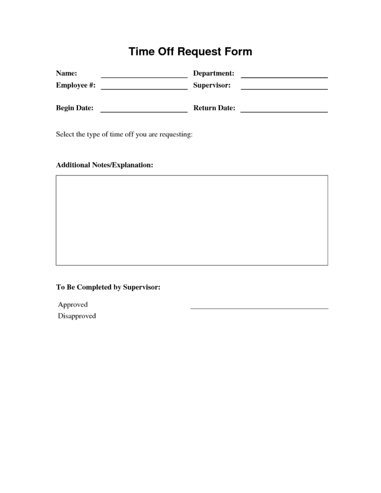 Time Off Request Forms Word Excel Fomats