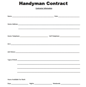 7+ Handyman Contract Templates - Word Excel Fomats