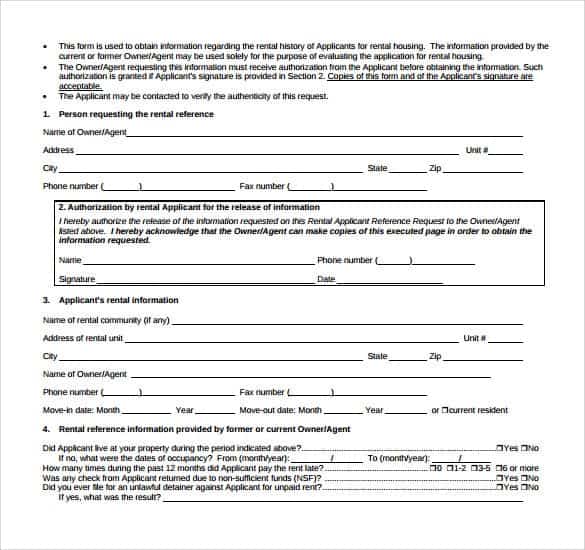 Rental Verification Forms - Word Excel Fomats