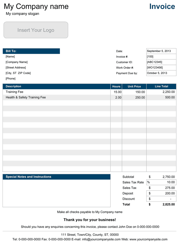 Service Invoice Templates | Find Word Templates