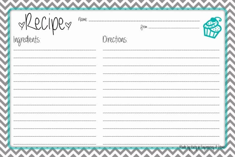 word document recipe card template