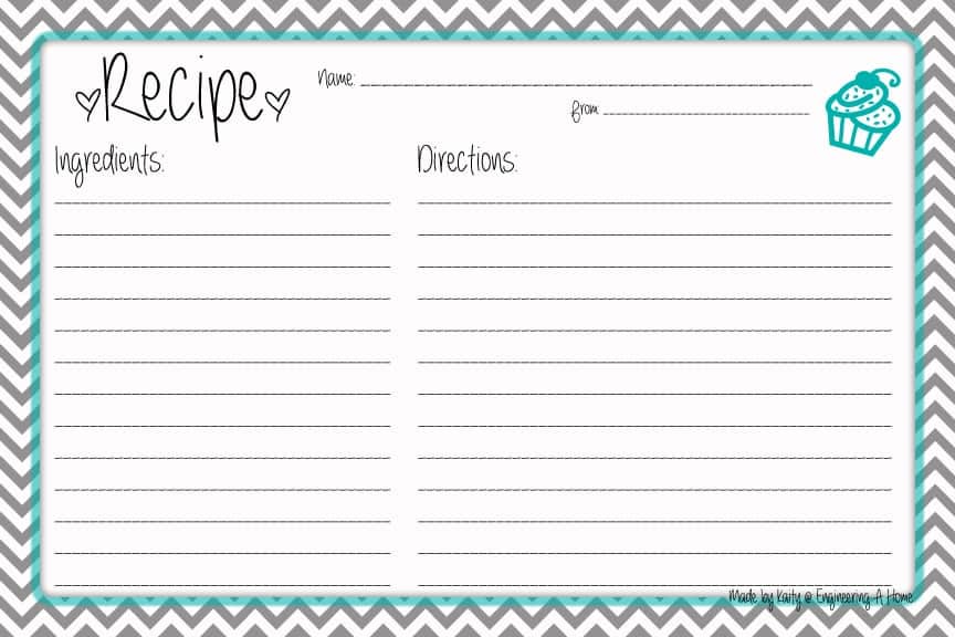 free fillable recipe card template for word