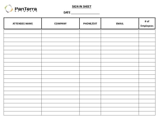 Sign In Sheet Templates Word Excel Fomats