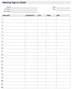 Sign In Sheet Templates - Word Excel Fomats