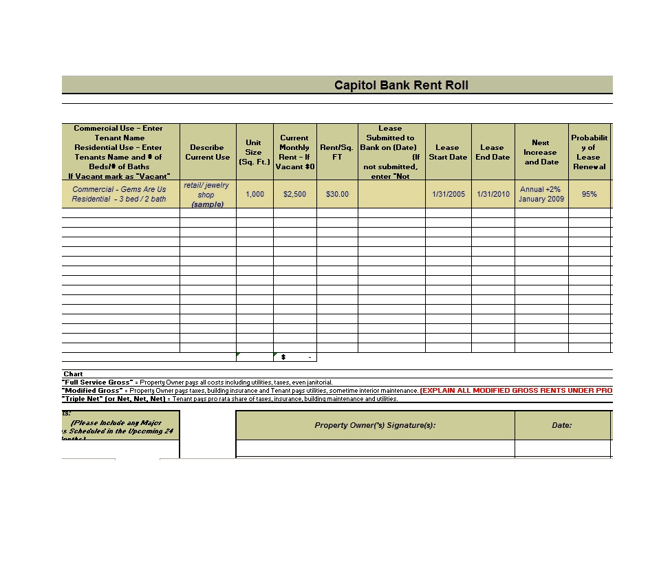 Free Excel Rent Roll Template