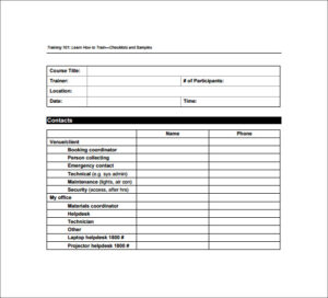 Free Training Checklist Templates Word Excel Fomats