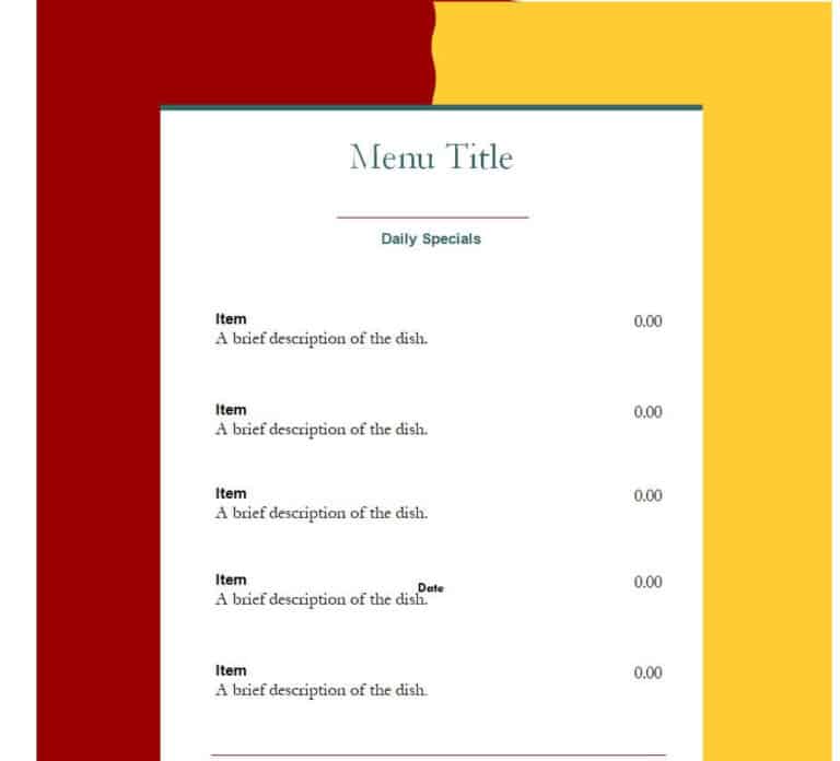 Top 16 Menu Templates Word - Word Excel Fomats