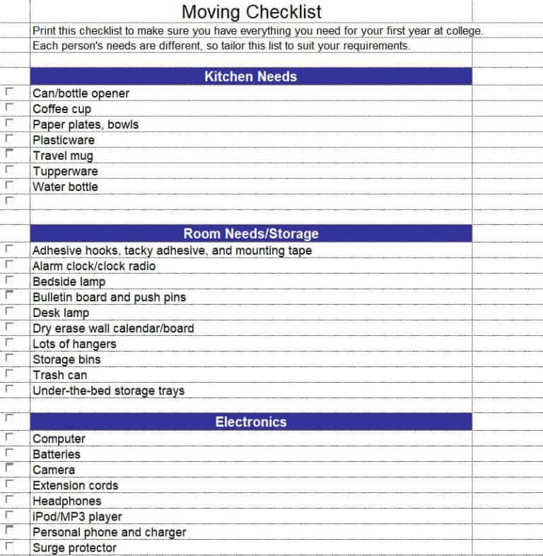 16+ BEST Moving Checklist Templates [in Excel & Word] - Word Excel Fomats