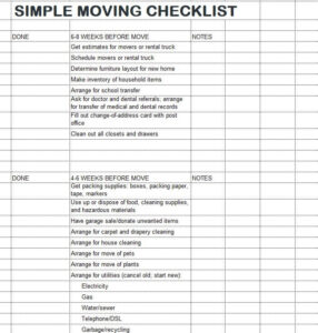 16+ BEST Moving Checklist Templates [in Excel & Word] - Word Excel Fomats