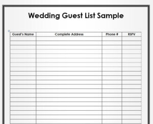 Top 14 Wedding Guest List Templates [WORD, EXCEL & PDF] - Word Excel Fomats