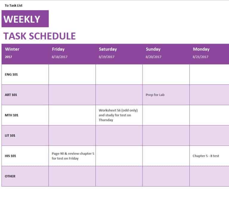 24+ Weekly Schedule Templates [EXCEL & WORD] - Word Excel Fomats