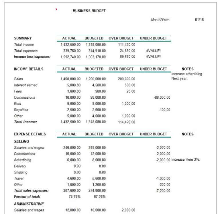 Top 16 Practical Business Budget Templates - Word Excel Fomats