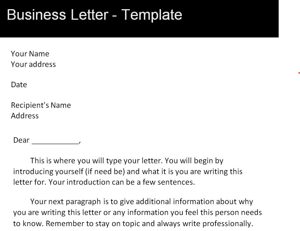 Business Letter Sample 8554314 Find Word Templates