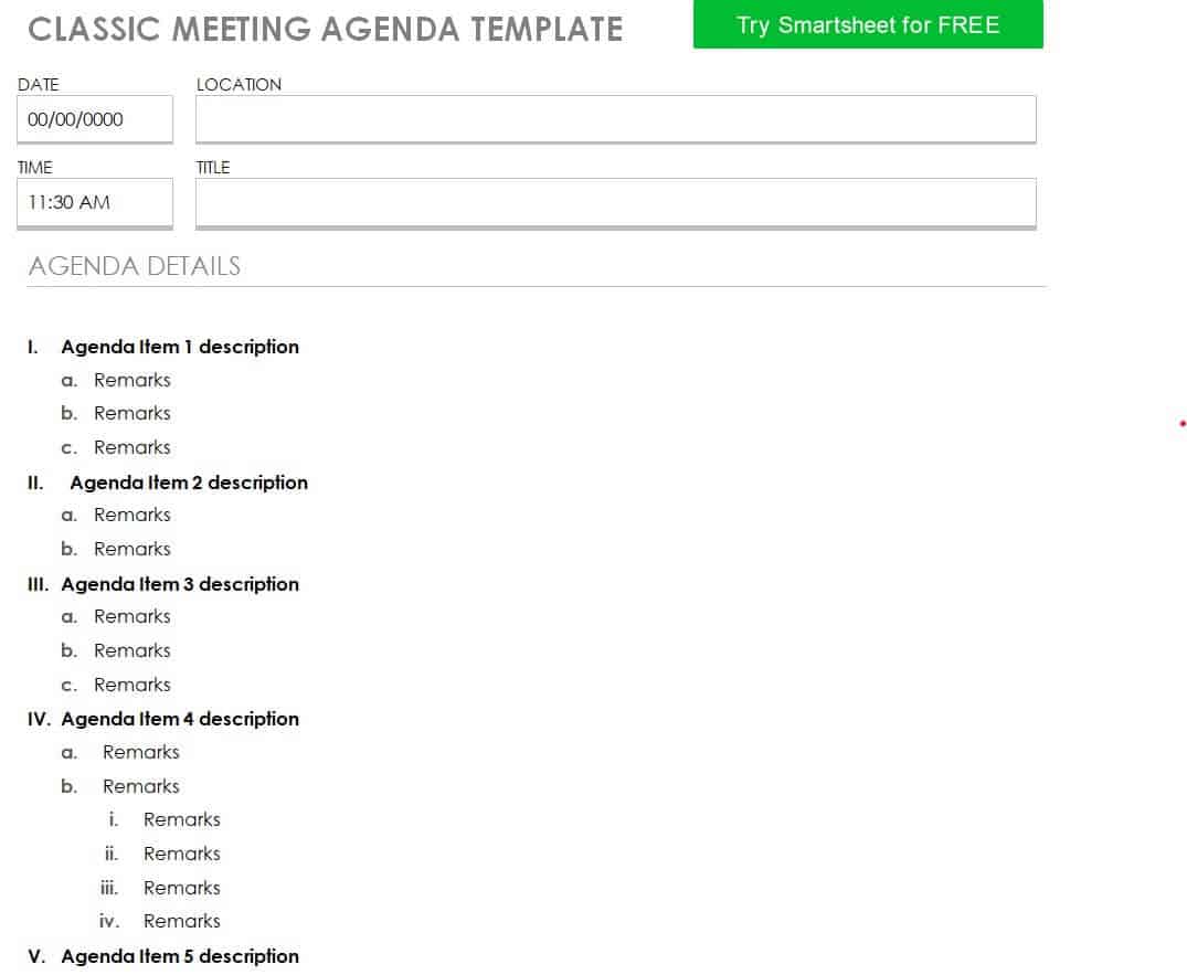 18+ Official Meeting Agenda Templates in MS WORD - Word Excel Fomats