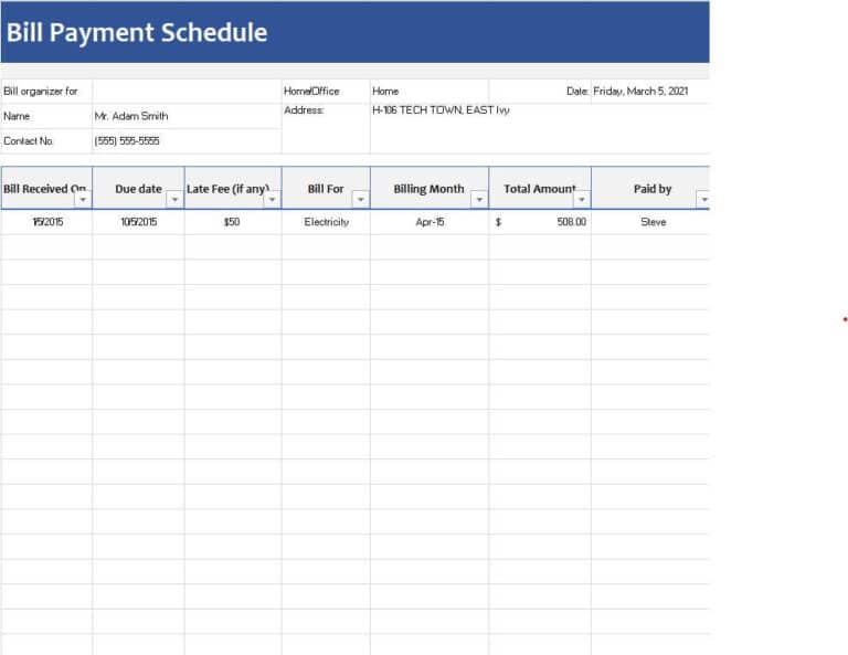 15+ Customizable Payment Schedule Templates Excel - Word Excel Fomats