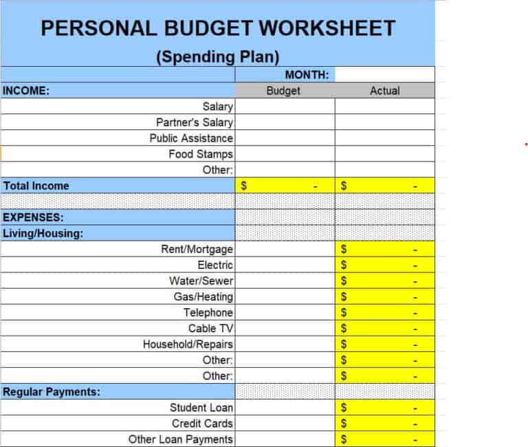 10 Handy Personal Budget Templates - Word Excel Fomats