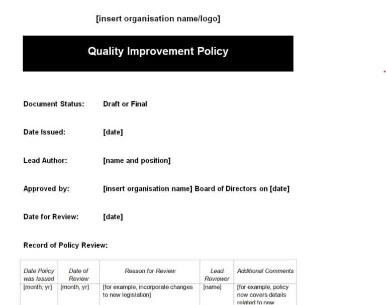 13 Sample Quality Assurance Policy Templates In Ms Word Word Excel Fomats