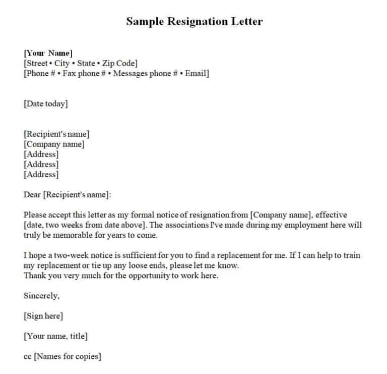 14 Best Resignation Letter Templates And Formats Word Excel Fomats 0867