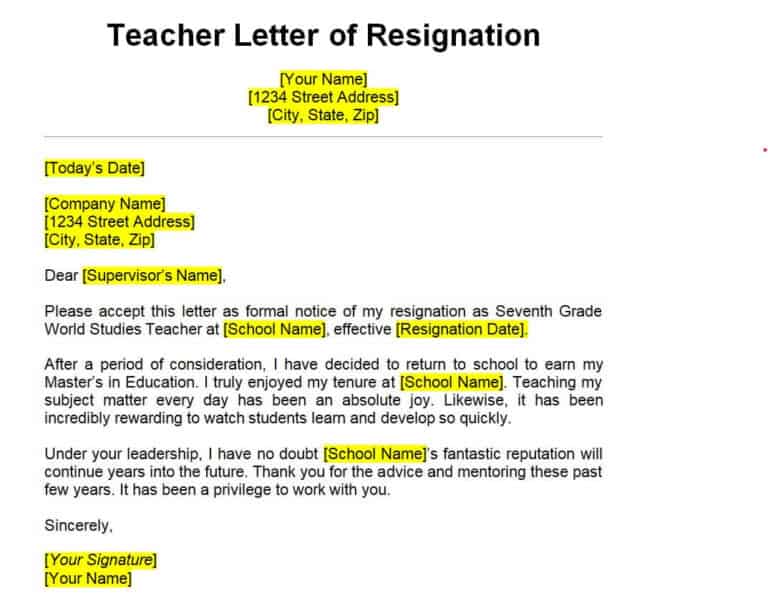 14 BEST Resignation Letter Templates & Formats - Word Excel Fomats