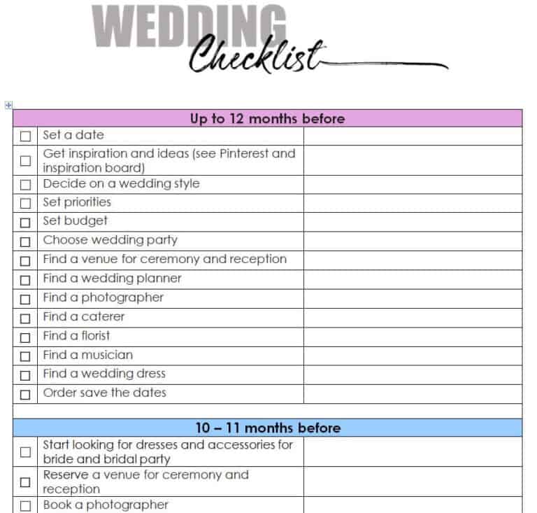 21+ FREE Wedding Checklist Templates [WORD & PDF] - Word Excel Fomats