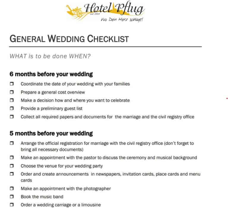 21+ FREE Wedding Checklist Templates [WORD & PDF] - Word Excel Fomats